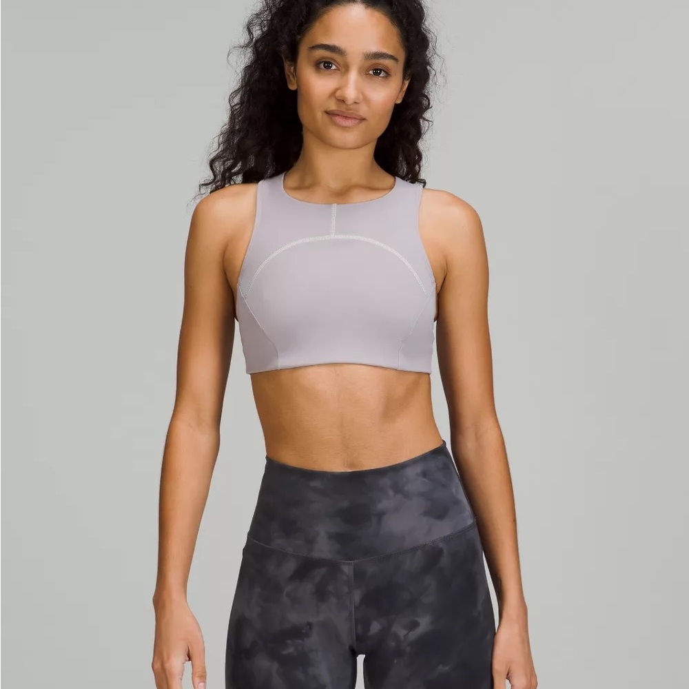 Lululemon tough train high neck lilac  grey purple seams Sports Bra yoga top 6